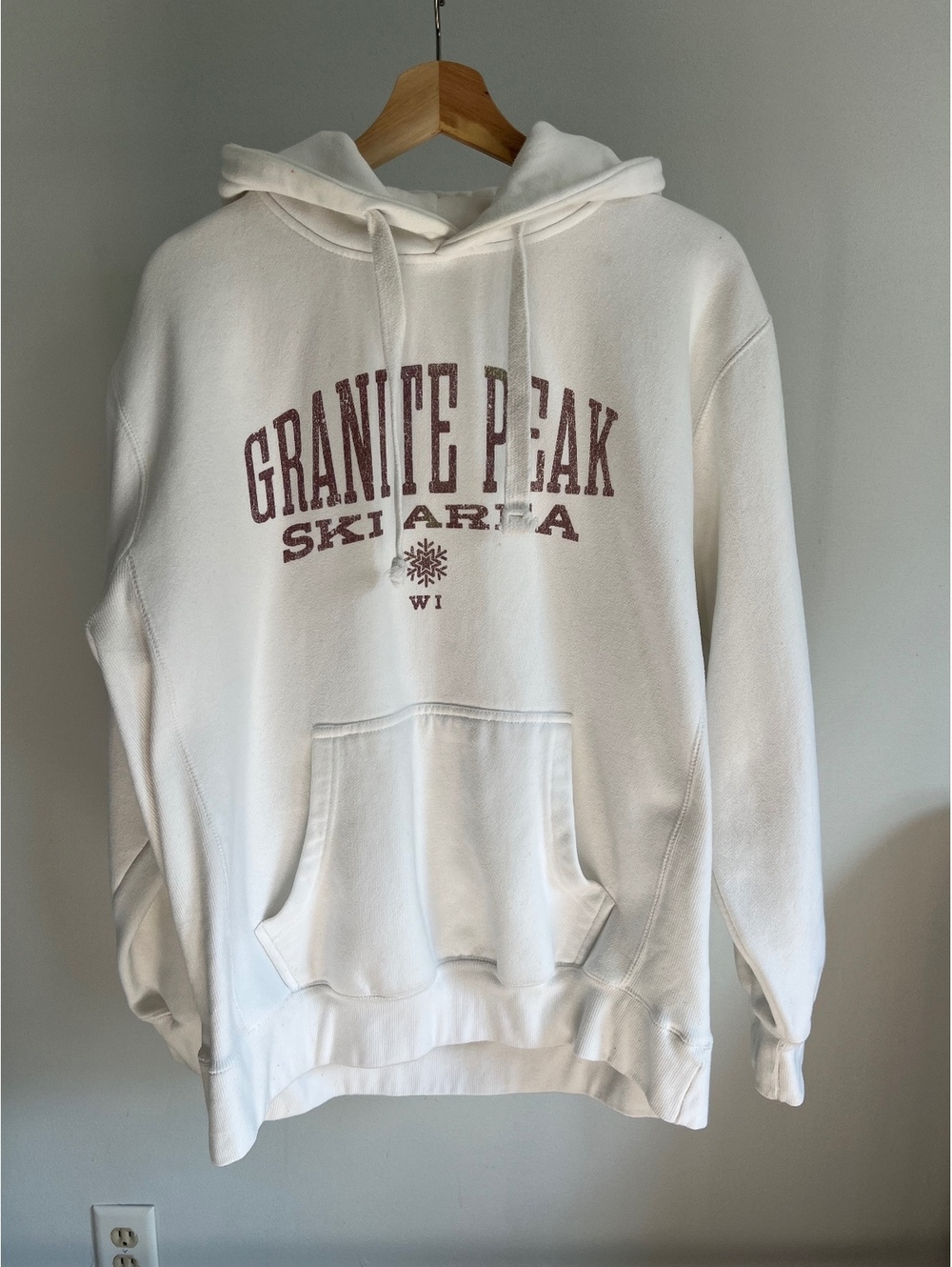 Granite Peak Ski Area Hoodie Large White Wisconsin WI Ski Resort Sweatshirt